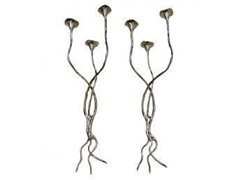 Pair Of Flower Form Wall Candle Sconces