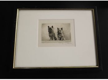 Vintage Signed Print Of Terriers