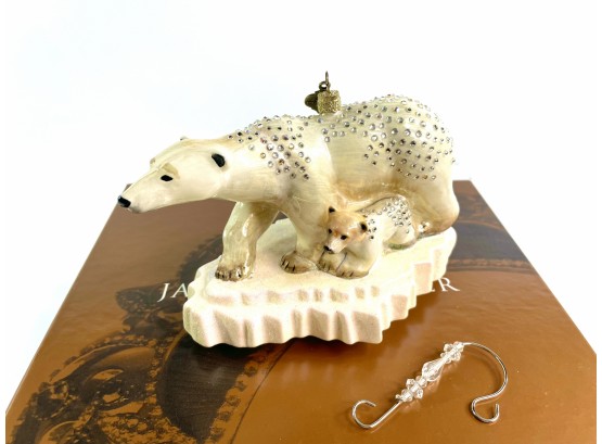 Jay Strongwater Polar Bear And Cub  Holiday Ornament In Box 'Rare'