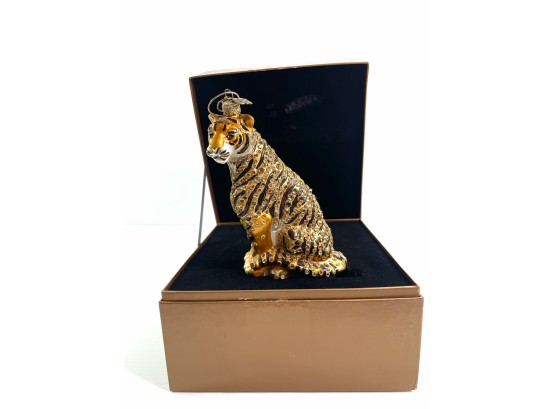 Jay Strongwater Sitting Tiger Holiday Ornament In Box 'Rare'