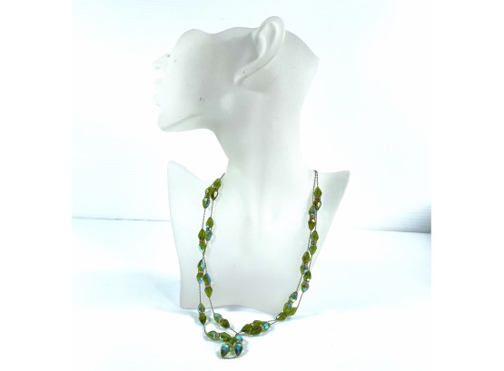 Golden Chain  And Green Gemstone Necklace