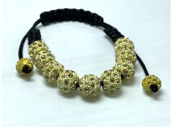 Golden  And Crystal Bracelet With Corded Strapping