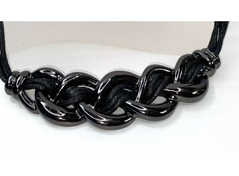 Black Metal Rope Weave Style Necklace With Chain Connect Backing And  Clasp