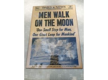 Daily News Men Walk On The Moon Laminated Wall Hanging