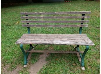 Vintage Wooden And Metal Bench