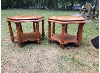 Pair Of Vintage Octagon Wooden Tables