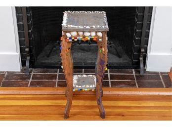 Artsy Hand-decorated Shell End Table