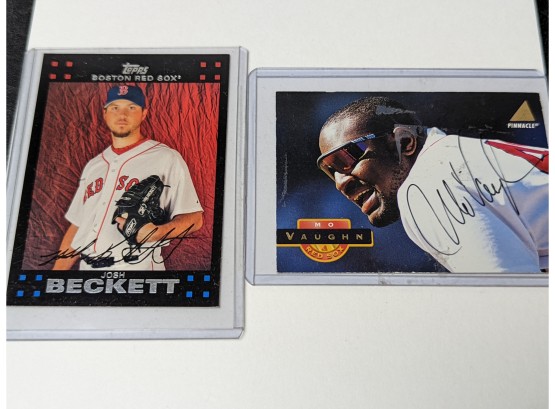 Josh Beckett And Mo Vaughn Autographed Cards