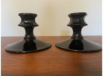 Black Amethyst Glass Candle Stick Holders