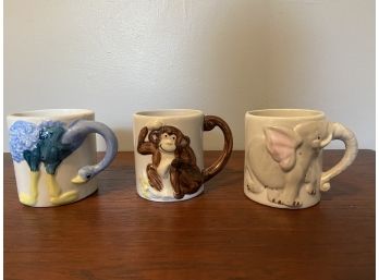 Set Of 3 JSNY Vintage Ceramic Animal Mugs