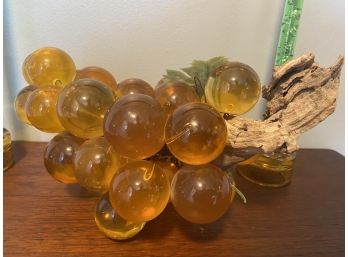 HUGE Vintage Lucite Grapes With Drift Wood Stem *GLOWS*