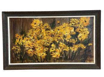 Original 1960s Signed Nelson Daisy Oil On Canvas