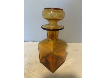 Hand Blown Amber Glass Decanter