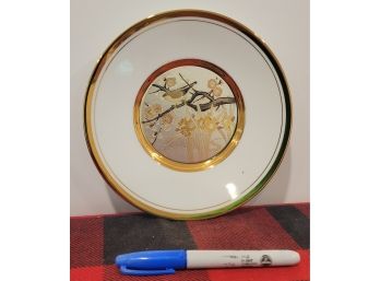 The Art Of Chokin Japanese Plate.  Adorned With Gold And Silver
