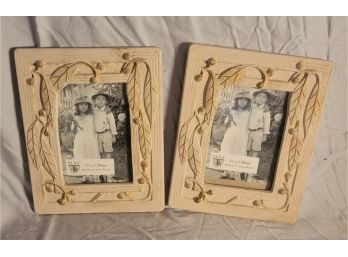 Pair Of 3.5 X 5 Painted Clay Picture Frames.