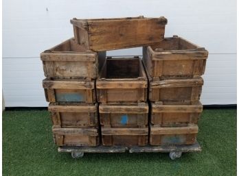12 Antique Industrial Wood Crates