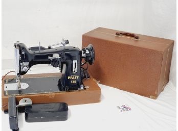 Pristine Vintage PFAFF System 130 Electric Black Commercial Heavy Duty Sewing Machine With Case & Knee Pedal
