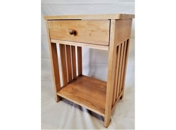 Natural Wood Finish One Drawer Nightstand With Shelf