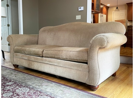 A Neutral Modern Rolled Arm Sofa