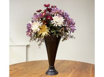 Faux Floral In Metal Vase