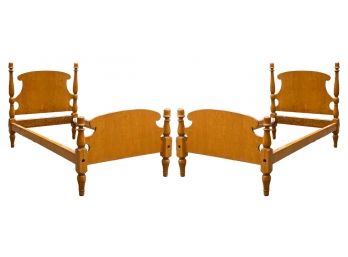 A Pair Of Antique Maple Twin Poster Bedsteads