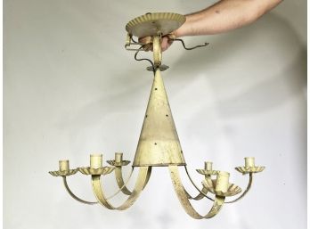 A Vintage Pierced Tin Colonial Style Chandelier