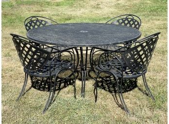 A Vintage Wrought Dining Table And Set Of 4 Chairs