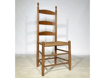 A Vintage Ladder Back Rush Seated Side Chair