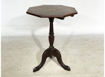 An Antique Victorian Tilt Top Side Table With Wood Inlay