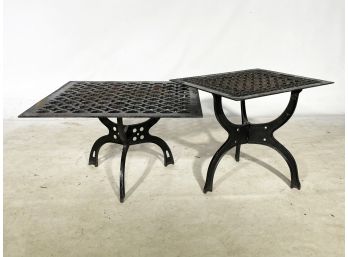 A Set Of Bespoke Cast Iron Indoor/outdoor Tables - Antique Water Heater Stands And Heating Grates
