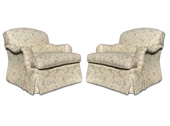A Pair Of Upholstered Arm Chairs By Isenhour Furniture