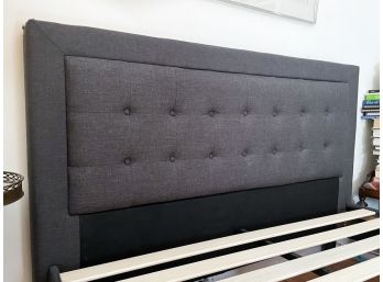 A Contemporary Gray Upholstered Platform Bed By CB2 - Queen Size