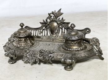 An Antique Silver Plated Inkwell