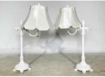 A Pair Of Painted Metal Accent Lamps