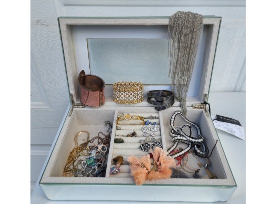 Jewelry Box Full Of Necklaces, Earrings, Stones, Swarovski Crystals & More