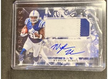 2018 Panini Origins Rookie Nyheim Hines Autograph/Jersey Patch Relic Card