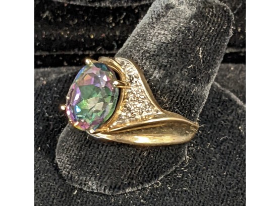 10k Yellow Gold And Alexandrite Cocktail Ring Size 8.75