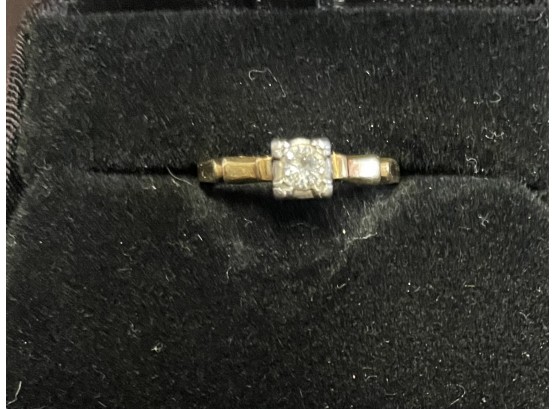 Vintage 14k Yellow Gold Diamond Ring . .15 Carat Round Diamond  Size 6