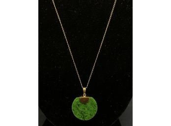 Exceptional 14K Gold And Malachite Necklace