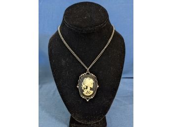 Gothic Bride / Lolita / Day Of The Dead Pewter Skeleton Faux Cameo