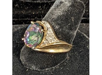 10k Yellow Gold And Alexandrite Cocktail Ring Size 8.75