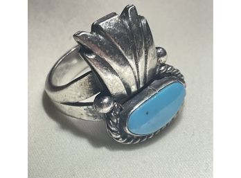 Sterling Silver Native American And Turquoise Ring