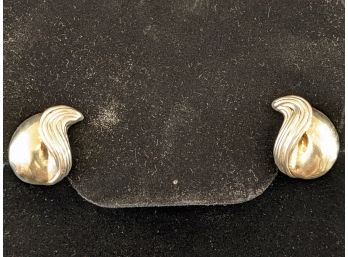 Sterling Silver (925) And Gold Wash Clip Earrings Marked 'DV'