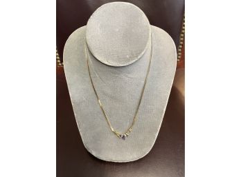 Beautiful 14k Gold , Diamond , And Amethyst Necklace
