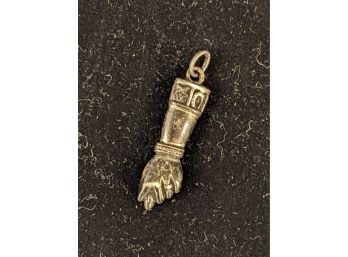 Antique Silver  (.800) Figa Hand Mano Fist Good Luck Charm / Amulet