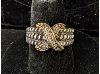 Samuel B Benham Sterling Silver 925, 14k Gold, And Diamond Ring