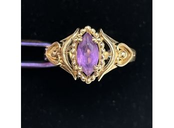 14k Gold And Amethyst Ring - Beautiful Setting