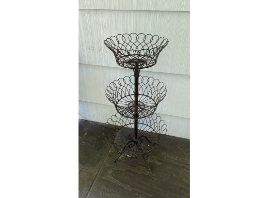 A Vintage Three Tiers Wire Plant Stand