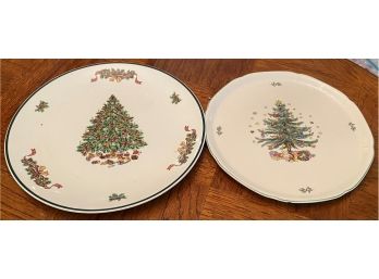 Two Pieces Of Christmas Plates Made In England And Japan