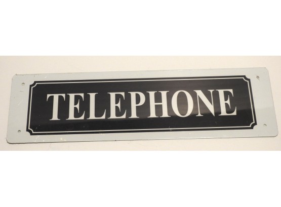 Blue And White Tin Telephone Sign